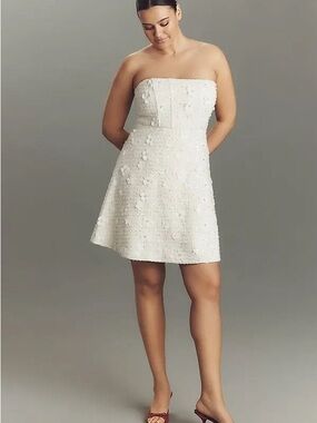 NWT Anthropologie Sundream Strapless Tweed Floral Mini Dress